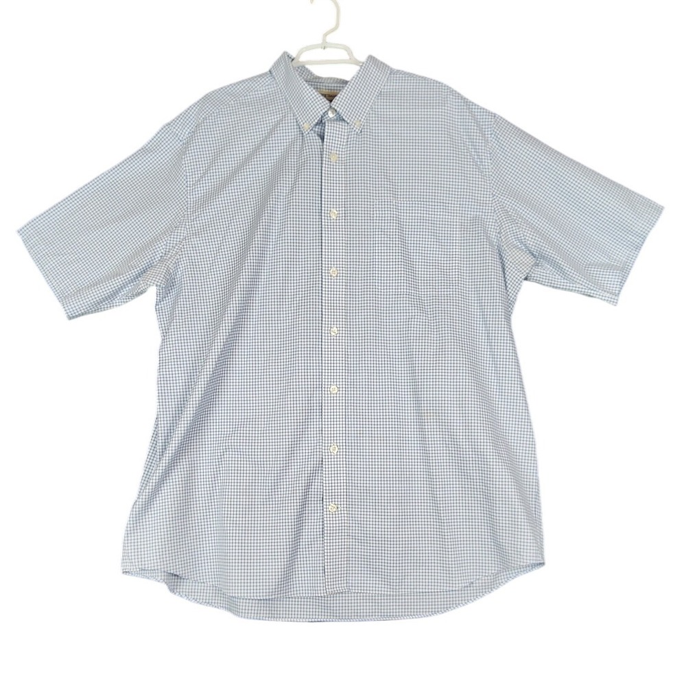 Duluth Trading Co. Wrinklefighter 2XL Tall Relaxed‎ Fit Blue Plaid Shirt